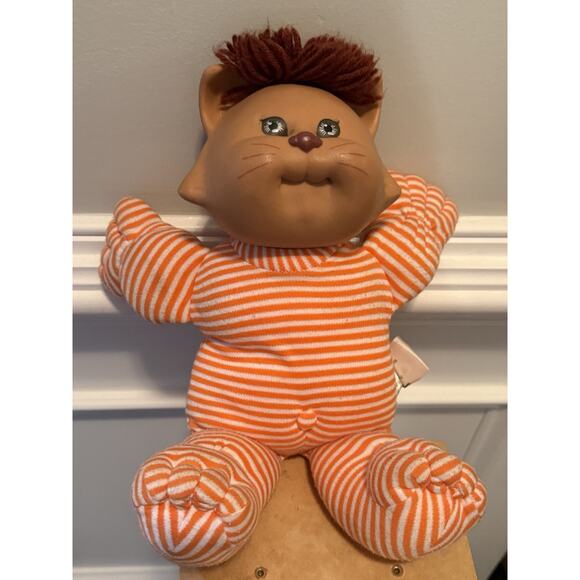 1986 Coleco Koosas Cat Orange Stripe Plush Doll Cabbage Patch Kids Companion - Picture 1 of 2